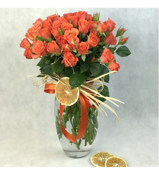 Vazoda Turuncu Çardak Gül