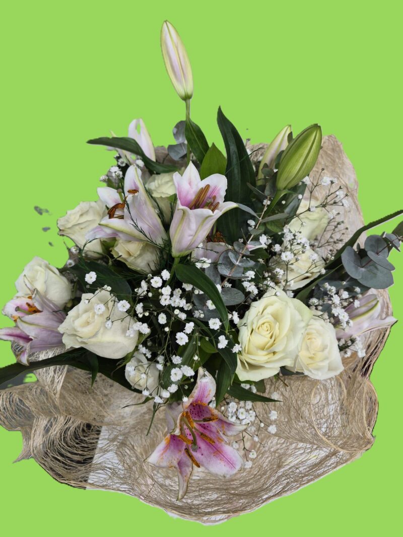 Pembe Lilyum ve Beyaz Gül