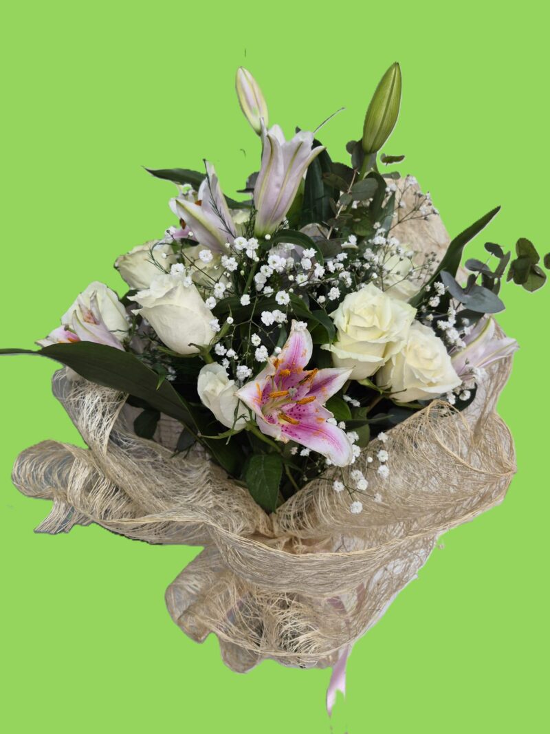 Pembe Lilyum ve Beyaz Gül