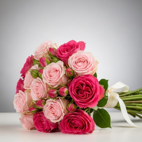 El Yapımı Pembe Gül Kompozisyonu #004