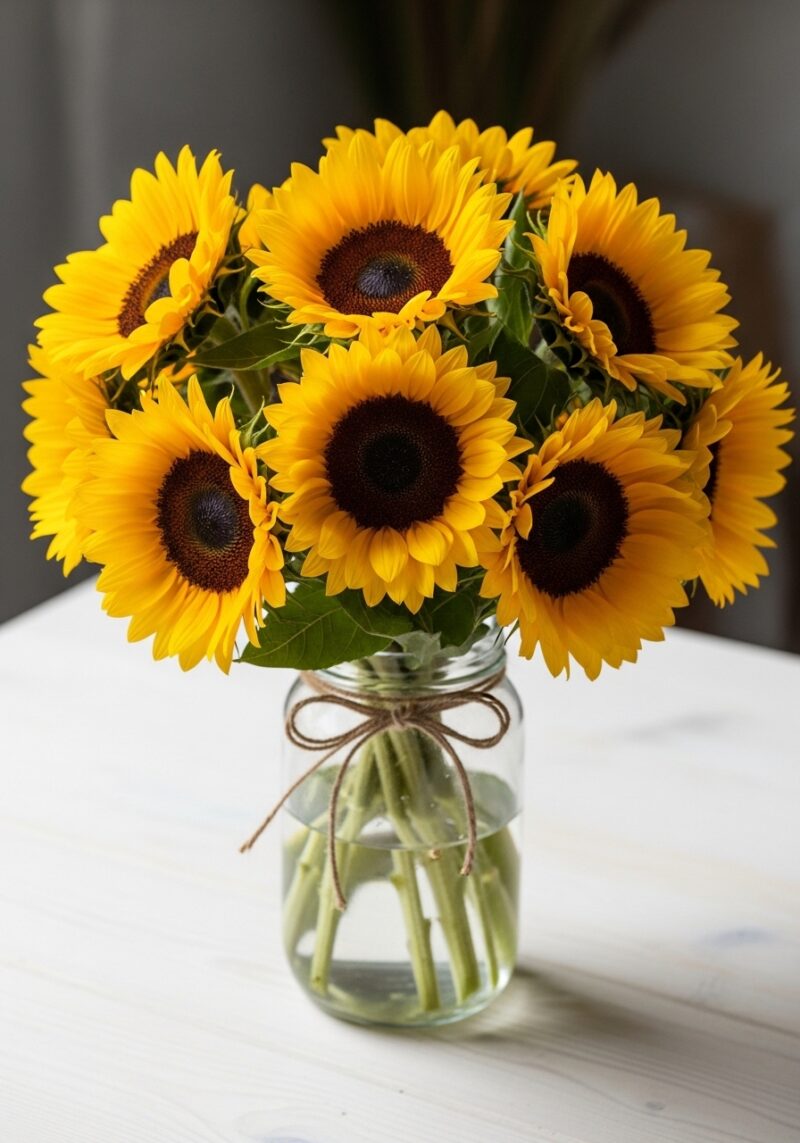 Zarif Ayçiçeği Çiçek Tasarımı #004