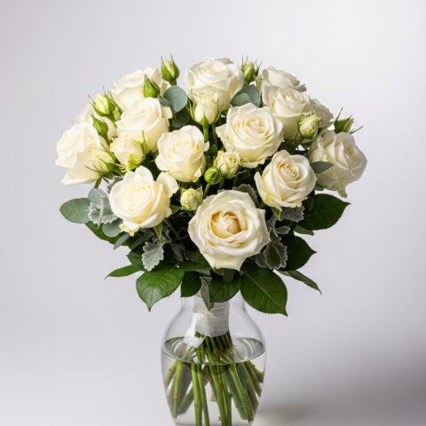 El Yapımı Beyaz Gül Buketi #004