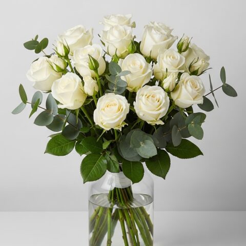 Lüks Beyaz Gül Kompozisyonu #005