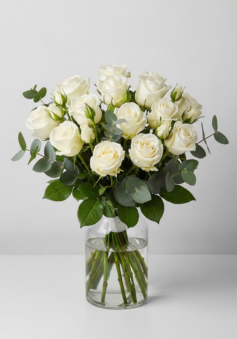 Lüks Beyaz Gül Kompozisyonu #005