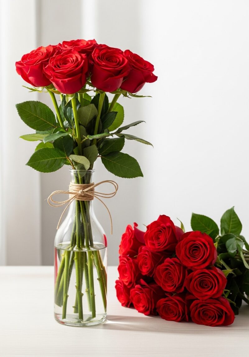 Zarif Kırmızı Gül Aranjmanı #010