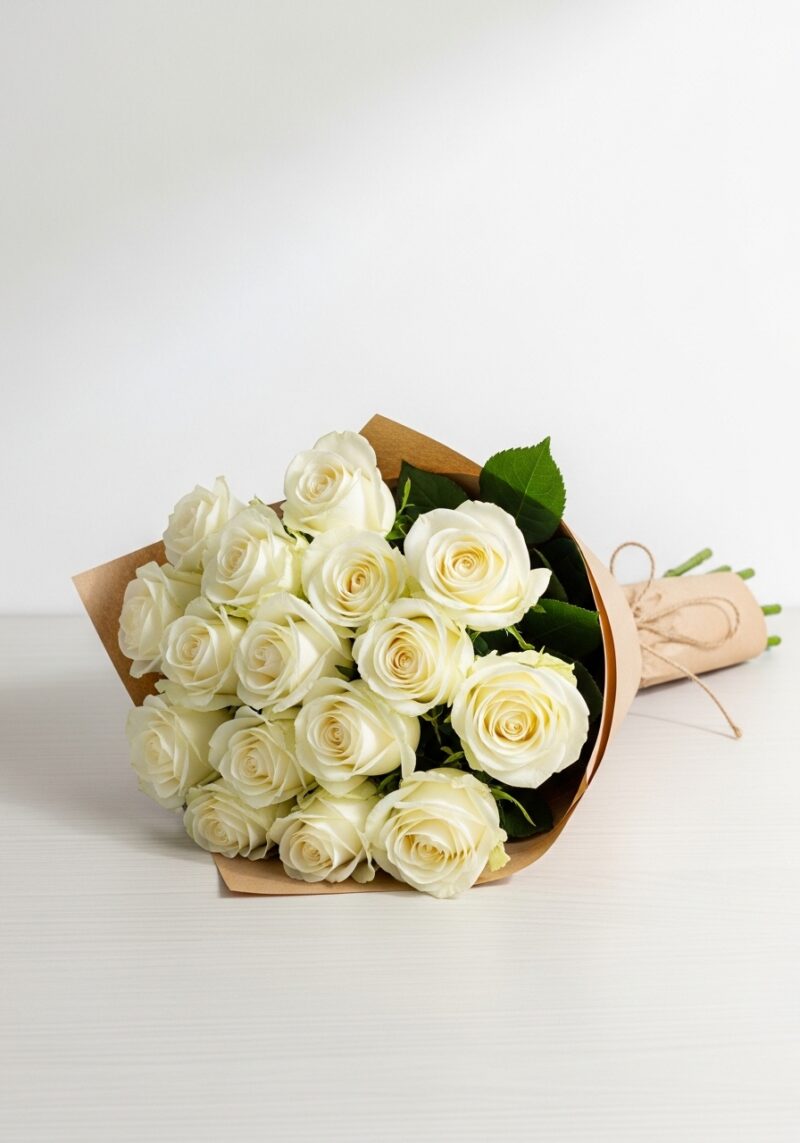 Premium Beyaz Gül Çiçek Tasarımı #006