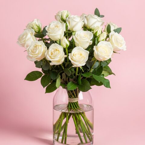 Romantik Beyaz Gül Buketi #008