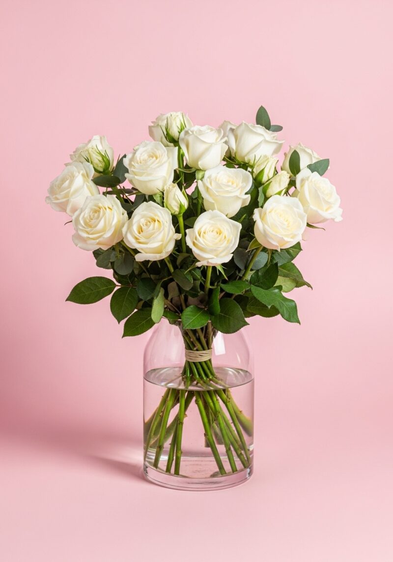 Romantik Beyaz Gül Buketi #008