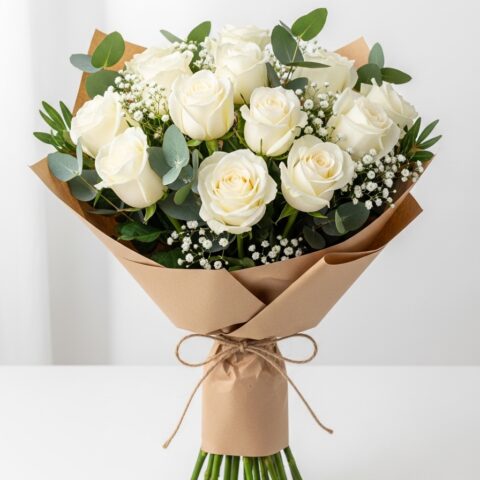 Lüks Beyaz Gül Çiçek Tasarımı #011