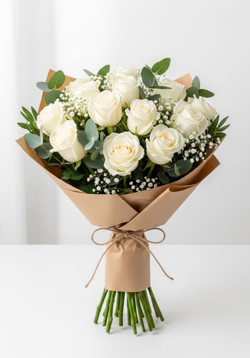 Lüks Beyaz Gül Çiçek Tasarımı #011