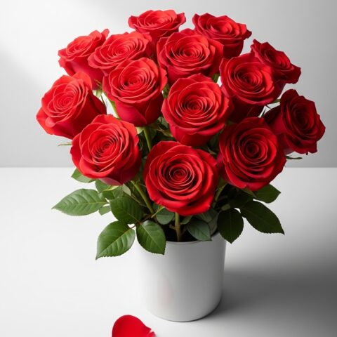 Klasik Kırmızı Gül Çiçek Tasarımı #023