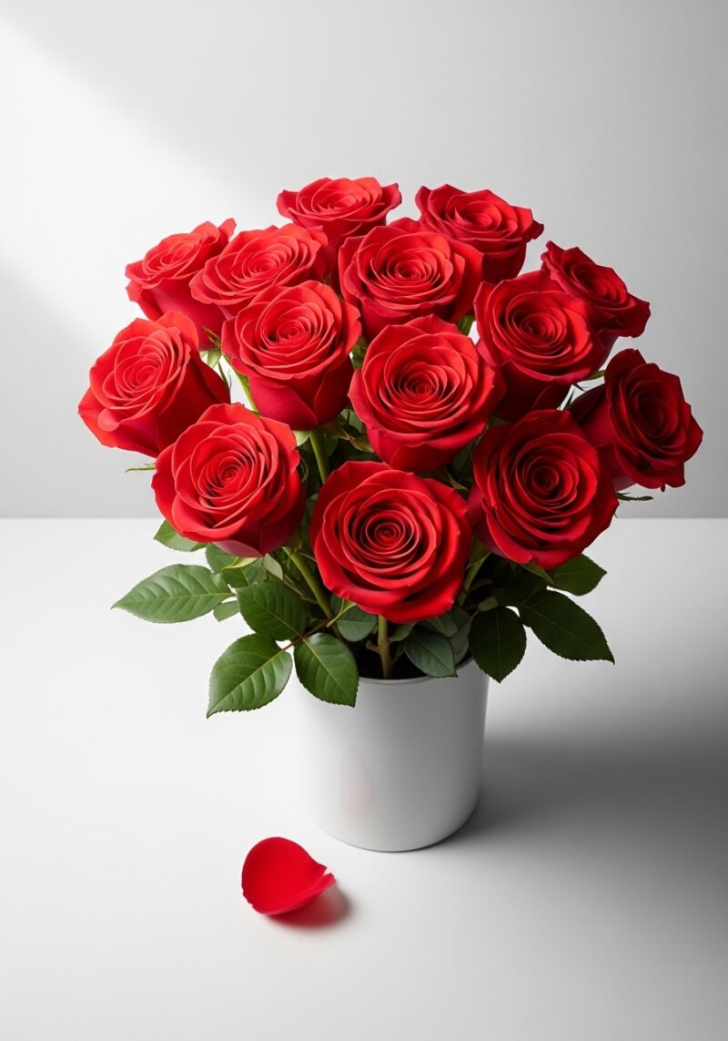 Klasik Kırmızı Gül Çiçek Tasarımı #023