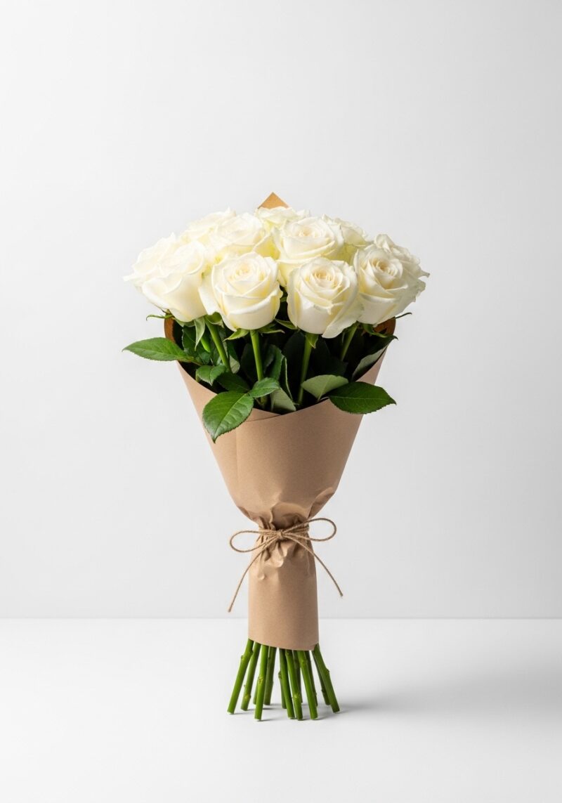 Lüks Beyaz Gül Çiçek Tasarımı #013