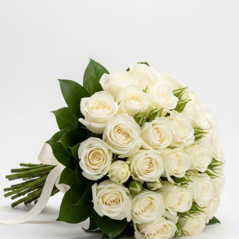 Romantik Beyaz Gül Kompozisyonu #014