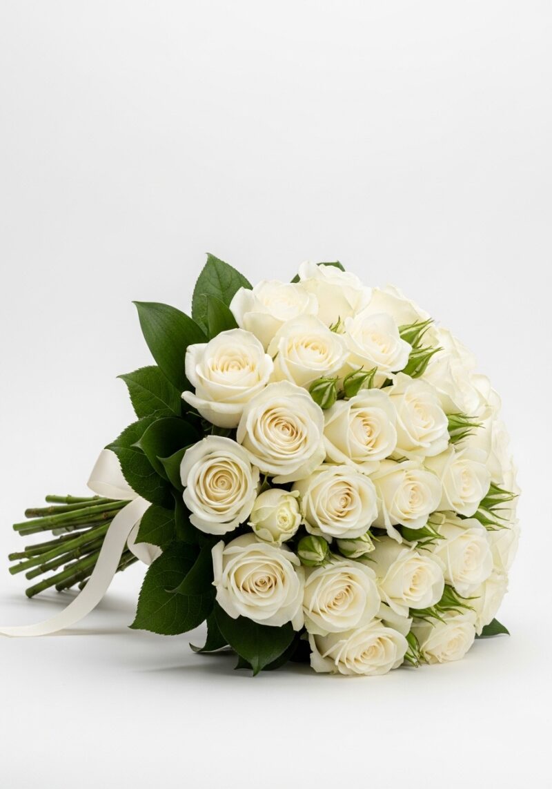 Romantik Beyaz Gül Kompozisyonu #014