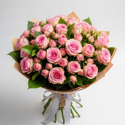 El Yapımı Pembe Gül Çiçek Tasarımı #016