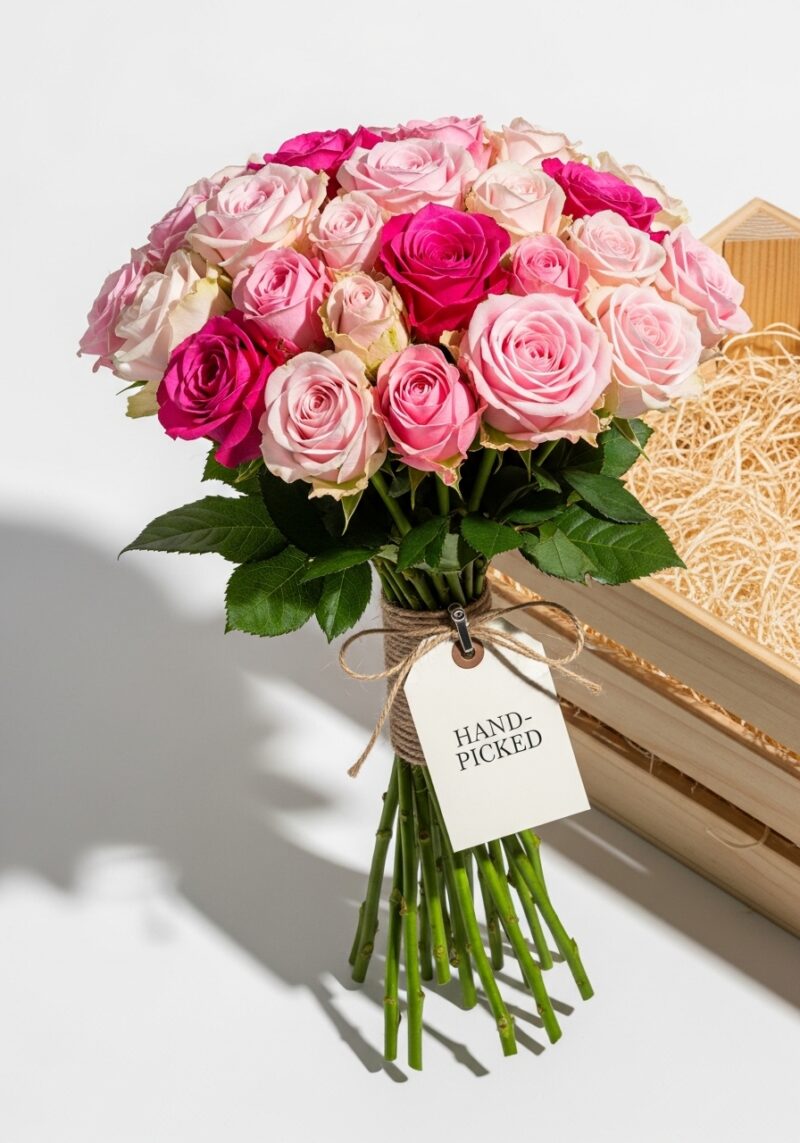 Lüks Pembe Gül Aranjman #017