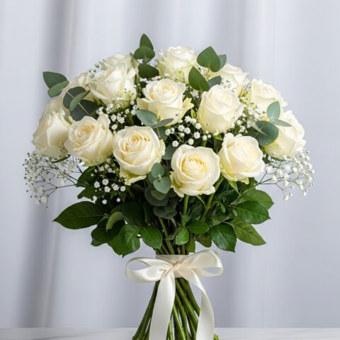 El Yapımı Beyaz Gül Kompozisyonu #021