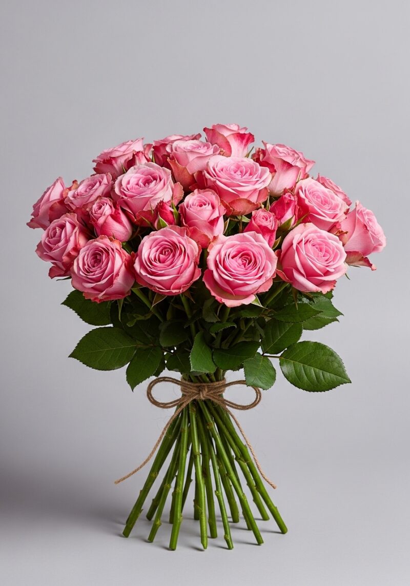 Zarif Pembe Gül Aranjman #022