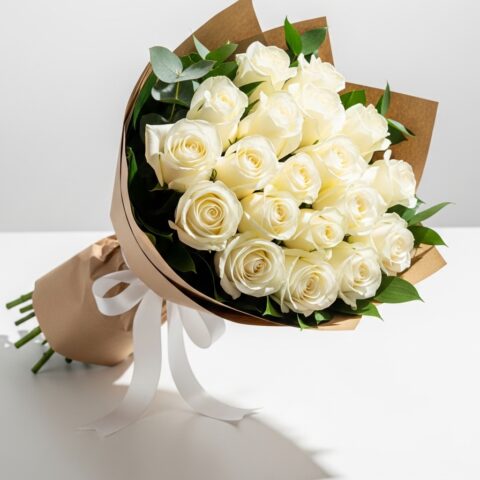 El Yapımı Beyaz Gül Aranjman #024