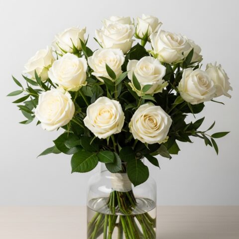 El Yapımı Beyaz Gül Kompozisyonu #025