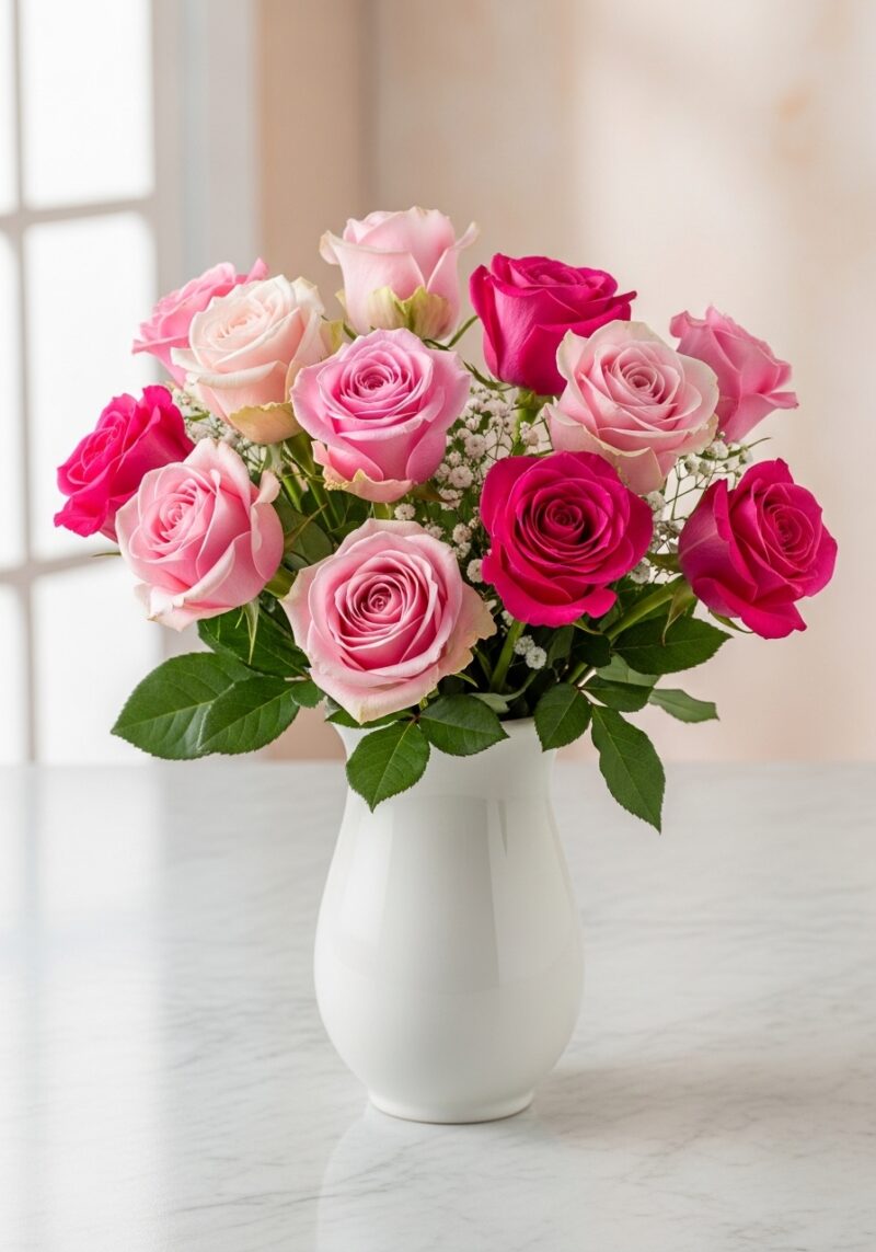 Premium Pembe Gül Kompozisyonu #025