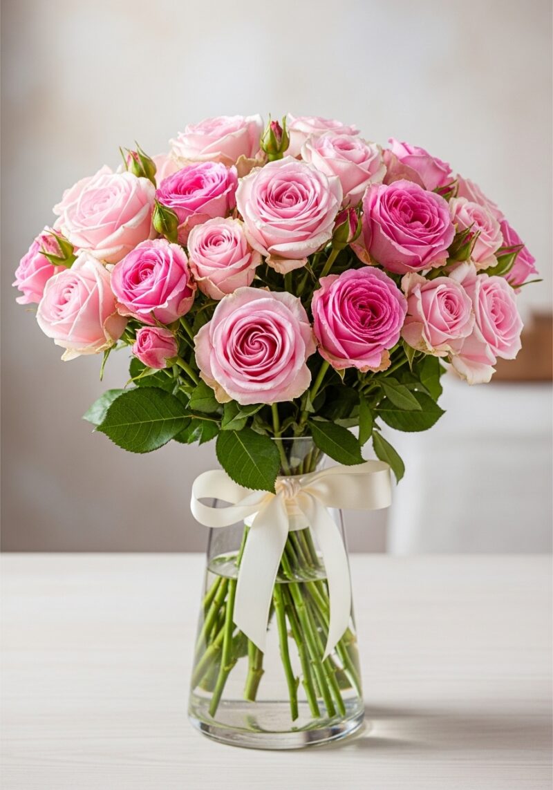 Klasik Pembe Gül Aranjman #026