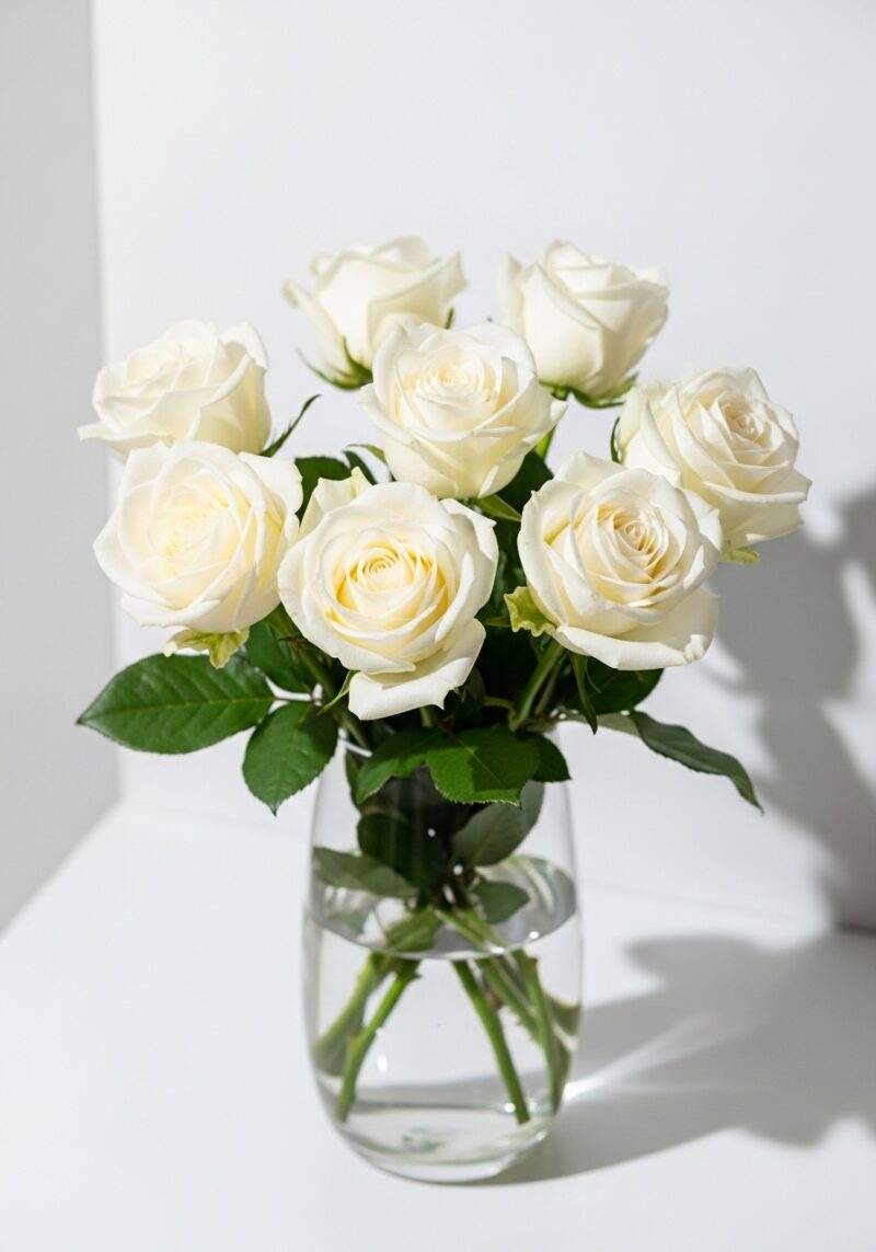 Romantik Beyaz Gül Aranjmanı #026