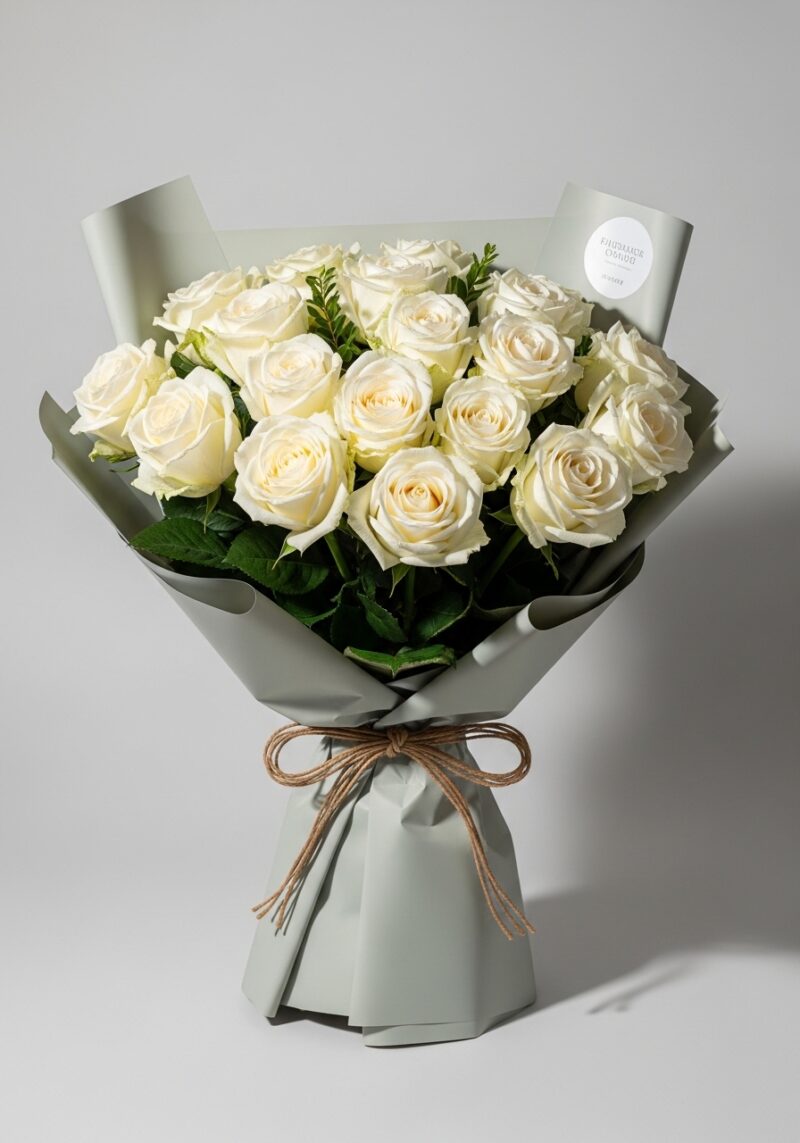 El Yapımı Beyaz Gül Kompozisyonu #029