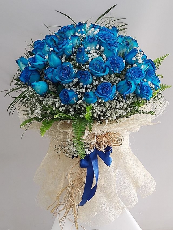 İthal 41 Adet Mavi Gül Buketi